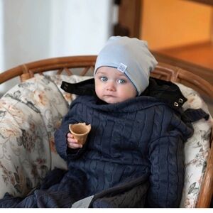 New🌟Anthropologie-May-lily-BAMBOO REVERSIBLE BEANIE - LIGHT Blue/Light Grey